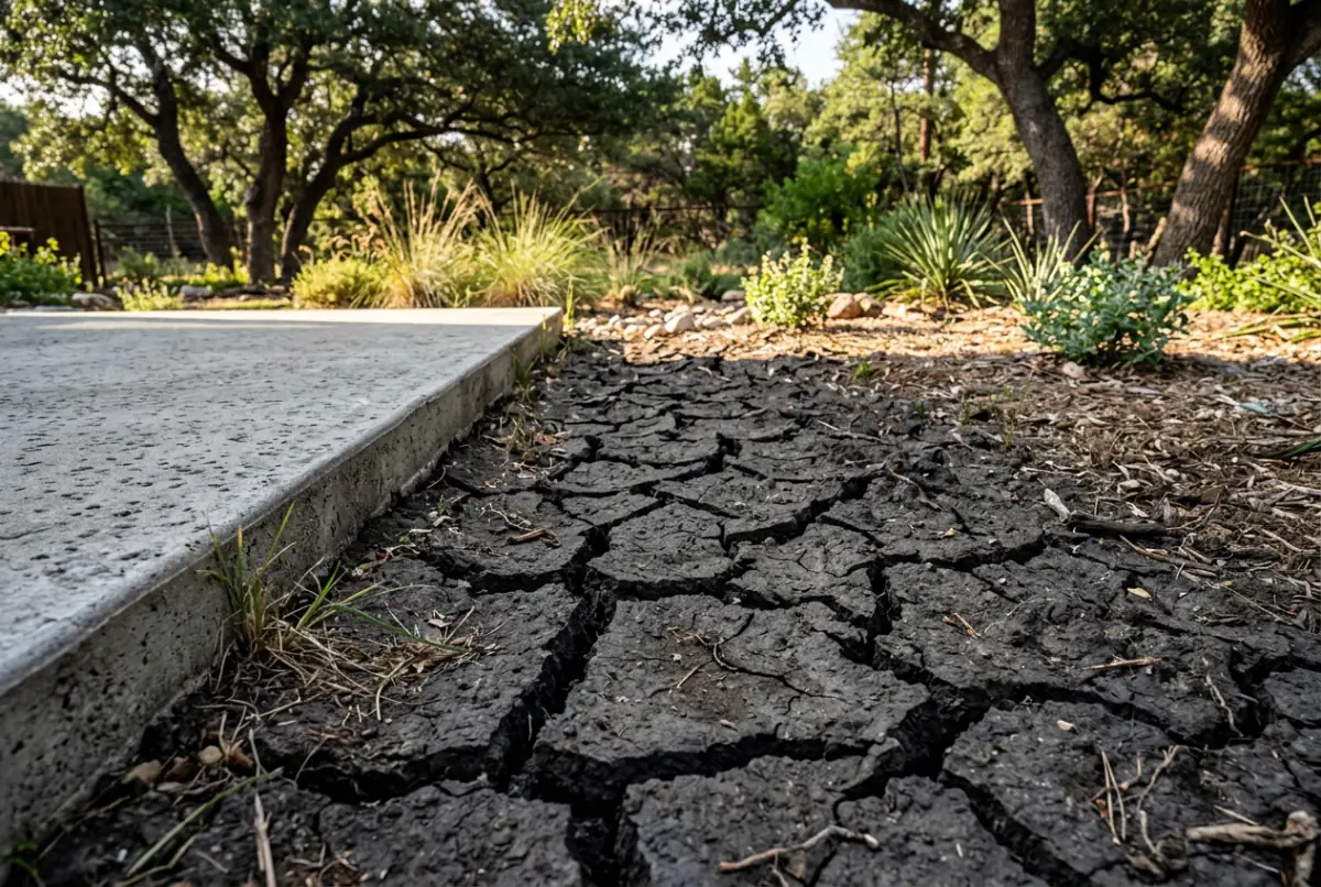 Blackland clay shrinks and cracks in a dry summer, then swells when the rain comes back.